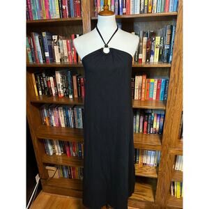 Stylish black sundress with halter strap